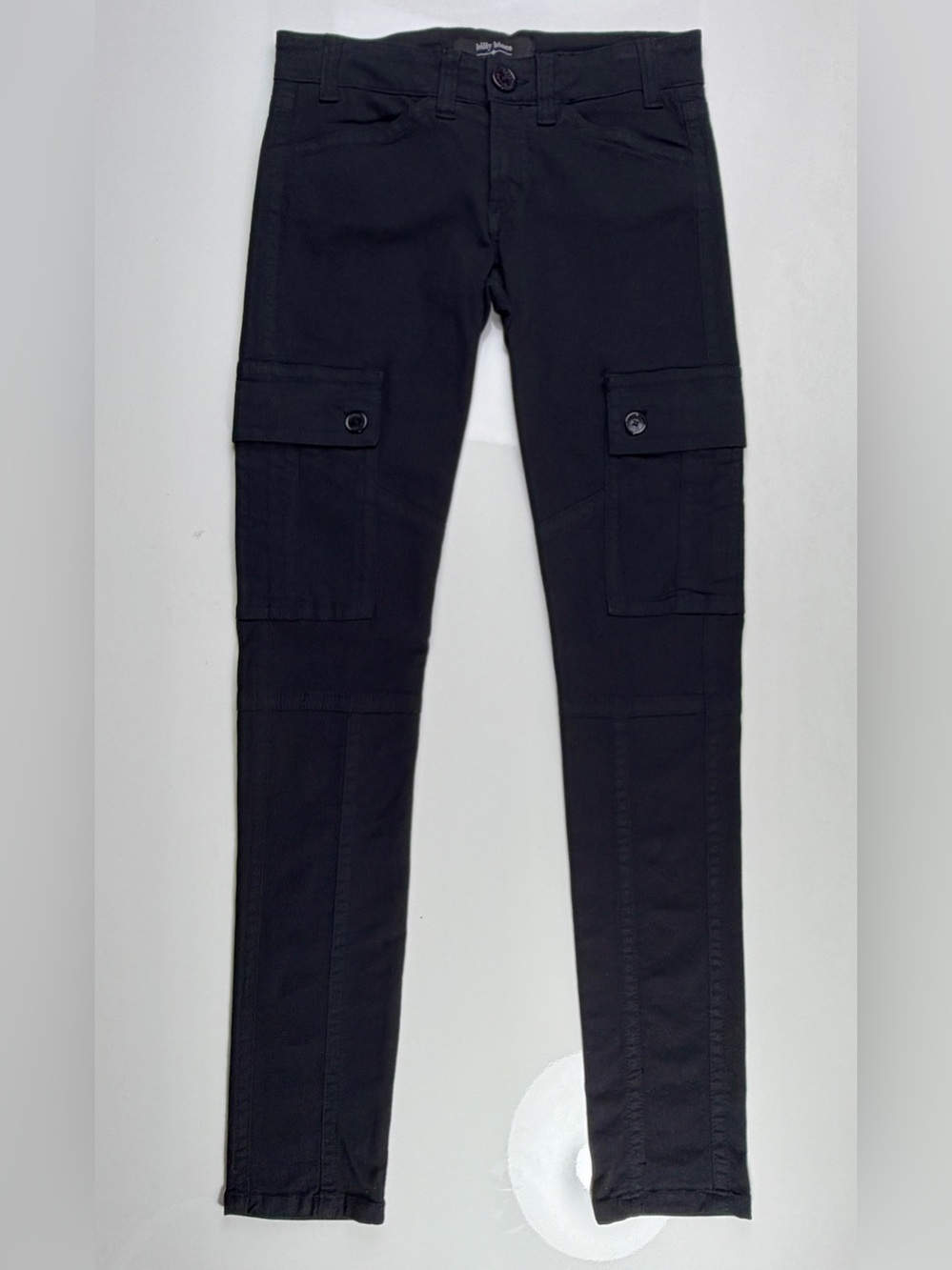 Billy Blues Black Cotton Stretch Skinny Cargo Pants, Sz 0